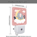 Elephant Night Lights Plug Into Wall, Cute Fanciful Moon Cloud None Peach Dusk to Dawn Led Plug in Night Lights for Entryway Garage Stairs Decor 2pcs