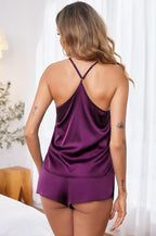 Ekouaer Silk Pajamas Set for Women Satin Lingerie Pjs Cami Top and Shorts Soft 2 Piece Nightwear
