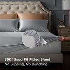 Bedsure Satin Sheets Full Size - 4 Piece Silky Bedsheets with 15 Inches Deep Pocket Fitted Bedsheet,1 Flat Sheet, 2 Satin Pillowcases, Good for Hair & Skin (Full, Silver Grey)
