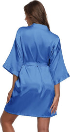 Women's Satin Short Robe Bridesmaid Bride Wedding Party Robes Silky Sleepwear Loungewear