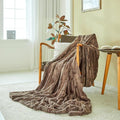 MHD l [Made in Korea] Premium Faux Fur Throw Blanket :Luxury Double-Sided 15mm Microfiber Blanket, 800 GSM :Dark Brown, 60" x 79"