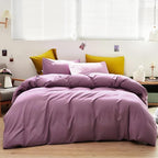 Luxlovery Purple Comforter Set Full Dusty Purple Bedding Comforter Set Modern Solid Lilac Soft Breathable Pale Mauve Blanket Quilts 3 Piece Bedding Set for Women Men Adults