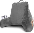 Clara Clark Reading Pillow with Shredded Memory Foam for Sitting Up in Bed and Couch, Back and Arms Adjustable Support for Adults & Teens Backrest Pillows for Reading, with Washable Cover Grey