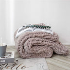 vctops Boho Chenille Chunky Knit Throw Blanket Super Soft Warm Cozy Hand Knit Blankets for Couch Bed Sofa Chair (Camel Grey,51"x63")