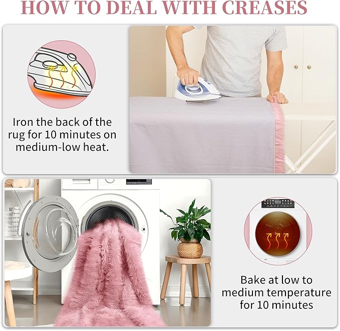 Small Faux Fur Rug, 2x4 ft Ultra Soft Sheepskin Rugs Chair Sofa Cover Seat Pad, Pink Fluffy Shag Rug for Bedroom Nursery Kids Room, Luxury Shaggy Rug Fuzzy Plush Floor Carpets, Cute Dorm Home Decor