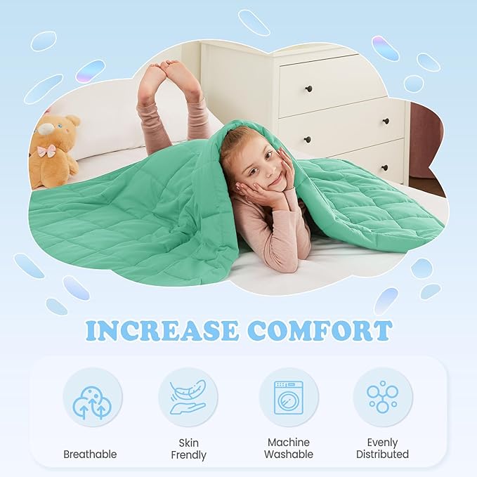 HOSUKKO Weighted Blanket - 5 lbs Green Heavy Blanket - Breathable Blanket(36 * 48 inches, 5 lbs)