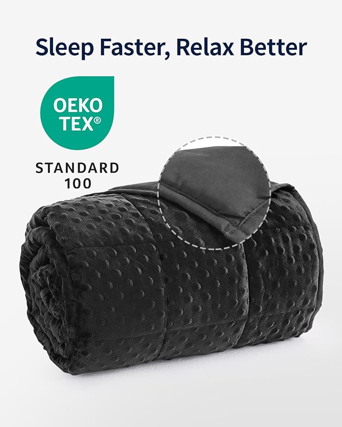 Mr. Sandman Weighted Blanket for Adults, Heavy Blanket for Woman,Man Sleeping/Calm, Soft and Cozy Weighted Throw Blankets, Machine Washable, 48 x 72in, 12 lbs, Black