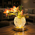 Flower Table Lamp, Orchid Flower with Crystal Vase Lamp, Cordless Touch Desk Light, 3 Colors Dimming & Rechargeable, Small Night Light for Bedroom Home, Romantic Gifts for Girl Women (Pink)
