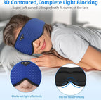 3D Sleep Mask with Bluetooth Headphones, Sleeping Headphones for Side Sleepers, Zero Eye Pressure, Adjustable Sleep Eye Mask, Ultra-Thin Stereo Speakers Perfect for Sleeping-Peacock Blue (Z-Dark Blue)