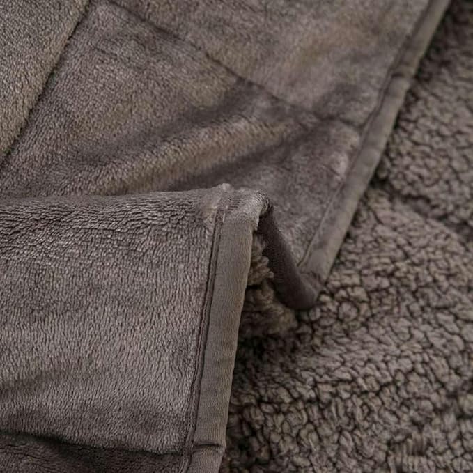 Sherpa 15lb Weighted Blanket for Adult, Both Sides Reversible Velvet Soft Plush Weighted Heavy Blanket for All Season Grey 60in*80in