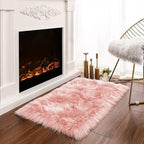 Latepis Pink 2x3 Faux Fur Rug for Bedroom Decor for Teen Girls Throw Fuzzy Fluffy Furry Sheepskin Rug for Sofa Cushion Luxury Home Décor Rectangle