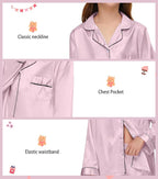 EPLAZA Kids Satin Pajamas Sets Girls Boys Button-Down Silky Pajamas Sleepwear with Hairband Eye Mask Hair Tie