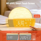 Sunrise Alarm Clock for Heavy Sleepers & Adults, Wake Up Light with Bluetooth Speaker, White Noise Machine with 30 Soothing Sounds, FM Radio, Dual Alarms, Dimmable Clock, Smart Touch Screen