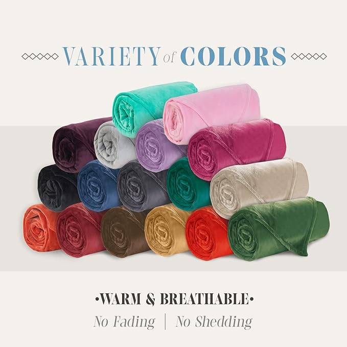 Elegant Comfort Luxury Velvety Feel Blanket, All-Season Lightweight Blanket, Ultra Plush, Soft, Cozy-Fuzzy Flannel Fleece for Couch, Sofa, Bed, Travel, Solid Design, Full/Queen, Purple