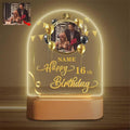 Customized Birthday Gifts Personalized Acrylic LED Night Light Lamp Plaque Custom Photo Name Age Birthday Gifts for Women Men(B-Black and Gold)