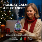 Essential Oil Diffuser & Essential Oils Set, Glass Aromatherapy Diffuser with 7 LED Colors, 6 Oils Gift Pack (Clean Home, Peppermint, Blossom Soapy, Soft Powder, Fresh Cotton, Fresh Linen)