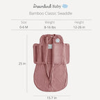 Dreamland Baby Viscose Swaddle Blanket (0-6 Months). 1.0 TOG Ultra Soft Swaddle Blanket w/Built in Band. 97% Viscose, 3% Spandex (Rose). Mom-Owned US Business, Premium Materials