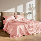 Love's cabin Twin XL 3Pc Satin Sheet Set, Coral Silky Satin Bed Sheets with Deep Pockets, Luxury Silk Feel, Envelope Closure