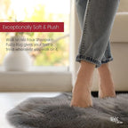 Silky Soft Faux Fur Rug, 2 ft. x 6 ft. Gray Fluffy Rug, Sheepskin Area Runner, Shaggy Carpet for Living Room, Bedroom, Kid's Room, or Nursery, Home Décor Accent, Machine Washable with Non-Slip Backing