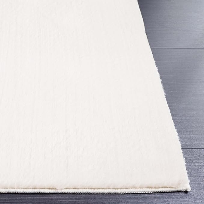 SAFAVIEH Washable Rug Faux Rabbit Fur Shag Collection - 8' x 10', Ivory, Slip Resistant & Easy Cleaning, Ideal for Living Room, Bedroom, Dining Space (FRF100A)