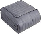 yescool Weighted Blanket for Adults (15 lbs, 48" x 72", Satin Grey Stripes) Heavy Blanket for Sleeping Perfect for 160-180 lbs, Twin Size Breathable Blanket with Premium Glass Bead, Machine Washable