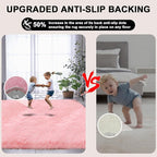 Pink Shag Area Rug 6x9 for Girls Bedroom, Large Fluffy Soft Shaggy Rugs for Living Room, Cute Fuzzy Furry Rug for Kids Room, Modern Shag Carpet for Toddler Nursery Dorm Room Decor, Upgrade Anti-Skid