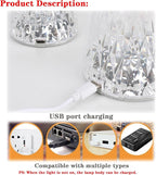 Touch Control Crystal Table Lamp,16 Color Changing Diamond Bedside Lamp,USB Charging Acrylic Lamp,LED Night Light Crystal Diamond Table Lamp,Bedroom,Living Room,Office Decoration