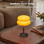 Orange Mushroom Lamp, Mid Century Modern Lamp for Nightstand, Dimmable Retro Egg Tart Bedside Lamps, Home Decor Ambient Lighting Aesthetic Cute Lamps for Bedroom Living Room (NOT Glass)
