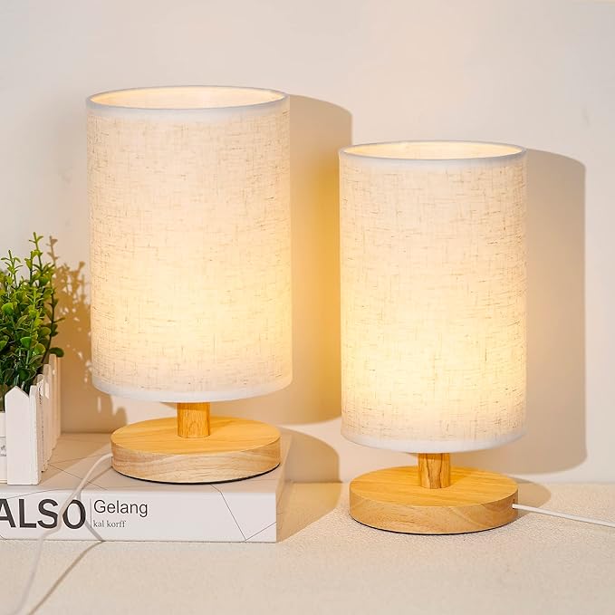 WSYEAR White Modern Bedside Lamp Set of 2 for Bedroom Decor Farmhouse Table Lamp for Living Room Office Dorm