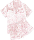 Ekouaer Womens Silk Satin Pajama Sets Soft Short Sleeve Button Down Sleepwear Top and Shorts 2 Piece Pjs Lounge Set