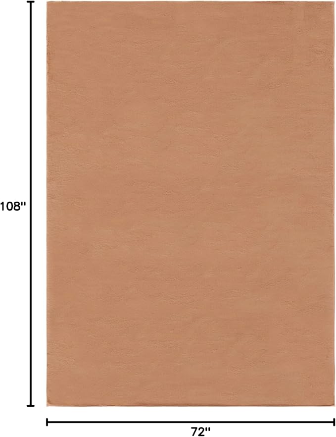 SAFAVIEH Washable Rug Faux Rabbit Fur Shag Collection - 6' x 9', Brown, Slip Resistant & Easy Cleaning, Ideal for Living Room, Bedroom, Kids Playroom, Nursery, Dining Space (FRF976T)