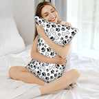Silk Like Pillowcase for Hair and Skin Black Paw Prints and Bones 1 Pack Satin Pillowcase with Hidden Zipper Soft Breathable Smooth Cooling Pillow Cover Queen Size for Bedroom Sofa 20”x30”