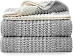 Amélie Home Premium Chenille Throw Blanket, Soft Cozy Luxury Two-Tone Knit Blanket for Couch, Sofa, Chair, Home Decor, Grey & Ivory 50"x60"