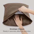 Bedsure King Size Satin Pillowcase Set of 2 - Brown Pillow Cases for Hair and Skin with Envelope Closure, Similar to Silk Pillow Cases, Gifts for Women Men, 20x36 Inches, 2pcs