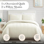 Southshore Fine Living, Inc. Oversized Quilt Bedding Set Lightweight, Prewash Fabric Soft Bedspread 3-Piece, Two Matching Shams (108 in Wide x 98 in Long), King/California King, Chevron Alabaster