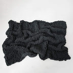 vctops Boho Chenille Chunky Knit Throw Blanket Super Soft Warm Cozy Hand Knit Blankets for Couch Bed Sofa Chair (Dark Grey,51"x63")