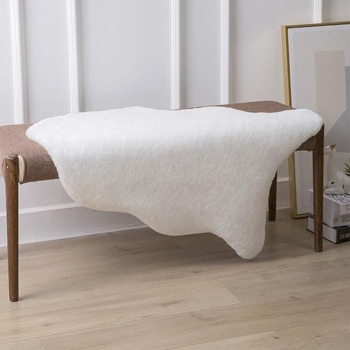 Ashler Faux Fur Rug, Upgraded Soft Faux Rabbit Fur White Area Rugs, 2 x 3 Feet, Machine Washable Nursery Decor Throw Rugs for Bedroom, Kids Room, Living Room