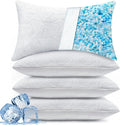 BETU Cooling King Size Pillows Set of 4, Shredded Memory Foam Bed Pillows for Sleeping, Adjustable Firm Cool Pillow for Neck Pain and Side Sleeper, White