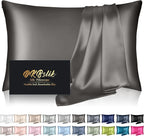 Silk Pillowcase for Hair and Skin, Mulberry Silk Pillow Cases Queen Size, Anti Acne Cooling Beauty Sleep Both Sides Natural Silk Satin Pillowcases with Hidden Zipper, Gifts for Women Men, Dark Gray