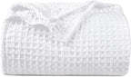 PHF Ultra Soft Waffle Weave Blanket Queen Size 90"x 90"- Washed Lightweight Breathable Cozy Woven Blanket for Bed - Aesthetic Decor for Couch Bedding Sofa Home Car - White