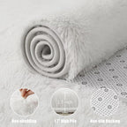 Macgace Small Throw Rugs for Bedroom, 2x3 White Mini Non-Slip Area Rug, Super Soft Plush Fluffy Carpet Modern Home Decor Aesthetic for Entryway Entrance Nursery Kids Room Dorm Office