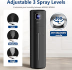Akeshan Large Humidifiers for Bedroom, 9L/2.5Gal Ultrasonic Cool Mist, Top Fill Easy Clean with 350ML/H Mist Speed, Quiet, Suitable for Kids Room Plant Yoga Office Study Room Living (Black, Round)