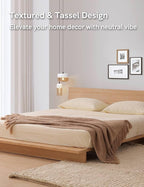 YnM Basketweave Chunky Knit Throw, Solid Neutral Vibe Textured Blanket with Tassel for Home Decor, 50 x 60 in, Beige