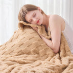 NEWCOSPLAY Super Soft Twin Blanket Brown Premium Silky Flannel Fleece 3D Checkered Lightweight Bed Blanket All Season Use (Brown Checkered, Twin(60"x80"))