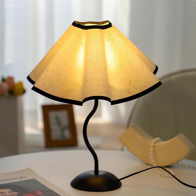 WSYEAR 3 Color Bedside Nightstand Lamp for Living Room and Bedroom - Traditional Tall Retro Desk Lamp with Black Base for Kids Reading