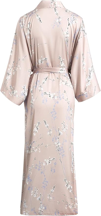 Aensso Long Soft Lightweight Silky Kimonos Robes for Women, Luxury Japanese Floral Womens Kimono Robe