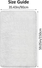 White Fluffy Rugs for Bedroom Living Room 3x5 Plush Shaggy Area Rug Soft Fuzzy Fur Throw Carpets Kids Rug for Nursery Boys Girls Baby Dorm Room Home Decor Aesthetic