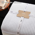 PHF Ultra Soft Waffle Weave Blanket Queen Size 90"x 90"- Washed Lightweight Breathable Cozy Woven Blanket for Bed - Aesthetic Decor for Couch Bedding Sofa Home Car - White