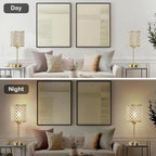 GyroVu Crystal Table Lamp for Bedroom, Touch Control Bedside Lamp with USB-C+A Ports, Dimmable Gold Bedside Lamp with Bulb, Nightstand Lamp Modern Light for Living Room