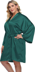 Women's Plus Size Satin Kimono Robes Short Silk Bathrobe Bridesmaid Wedding Party Nightgown Sleepwear
